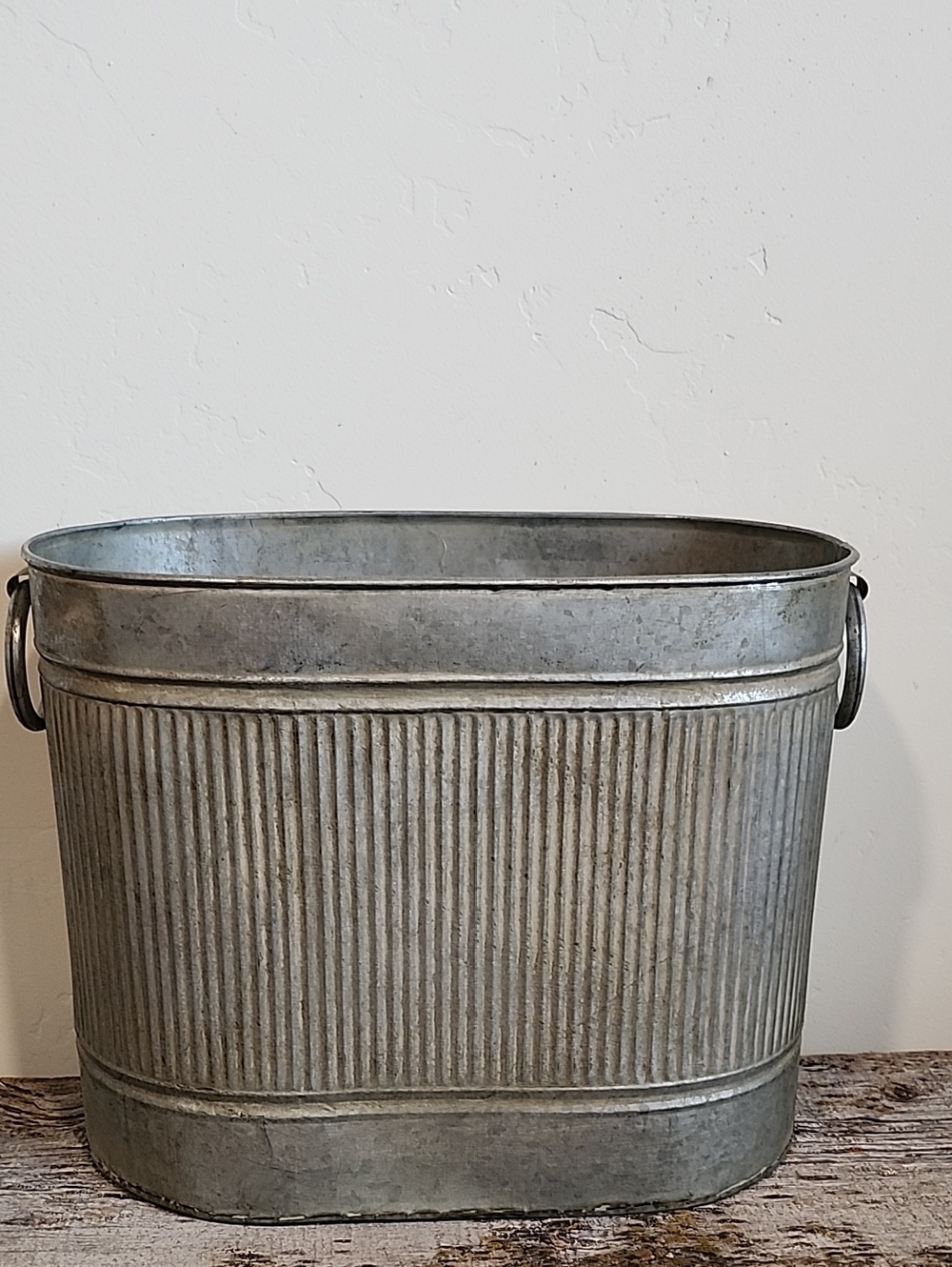 Galvanized Metal Oval Tub - Rustic Silver Home Accent